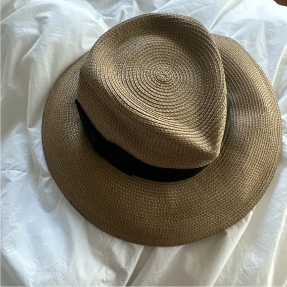 Eric Javits Womens Sun Hat Tan Straw UPF 50+ Wide Brim Foldable Travel - Picture 2 of 8